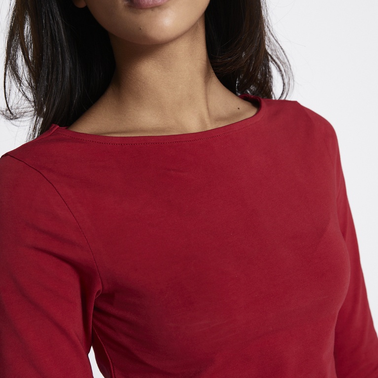 Boat neck 3/4 sleeve top "Desire" Red